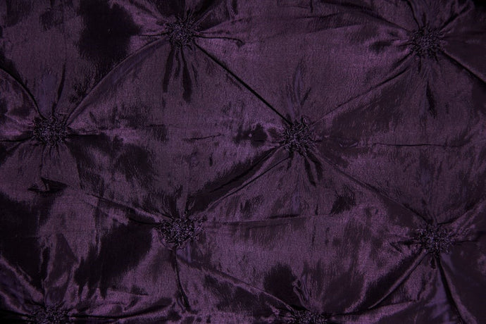 Purple Button Tuck Taffeta Fabric