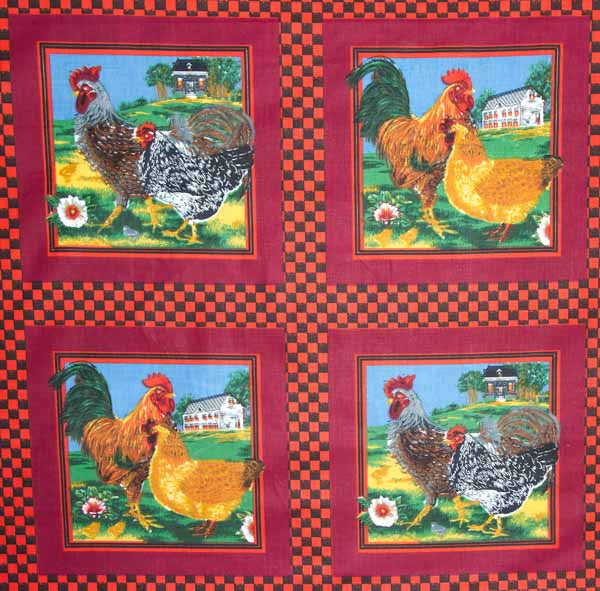 Roosters Red Cheater's Quilt Fabric - By The Increment
