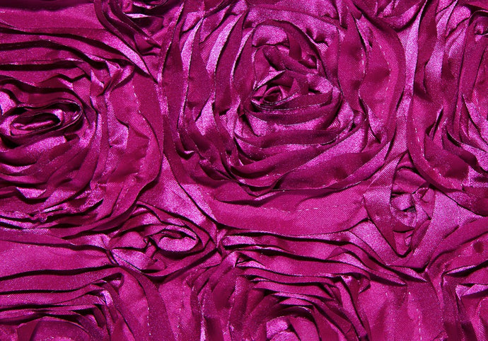 Fuchsia Rosette Taffeta Fabric