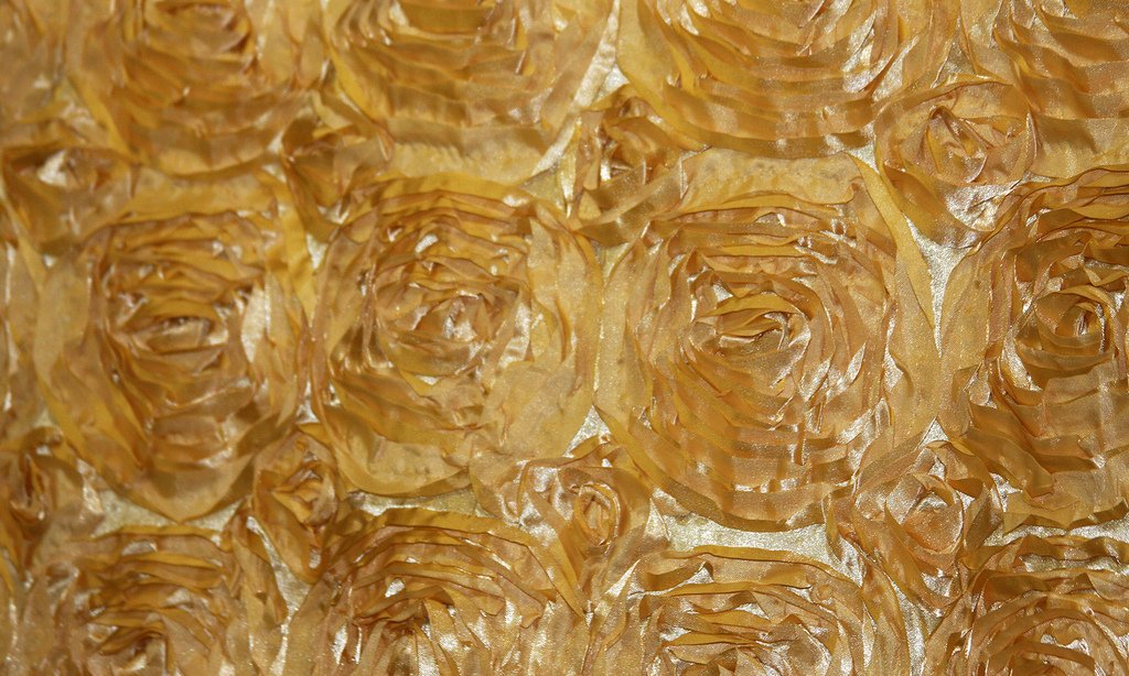 Gold Rosette Satin Fabric