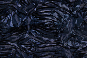 Navy Rosette Taffeta Fabric