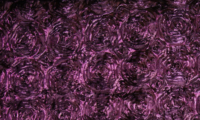 Plum Rosette Taffeta Fabric