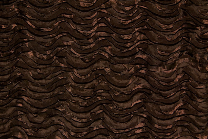 Chocolate Brown Ribbon Wave Rosette Taffeta Fabric