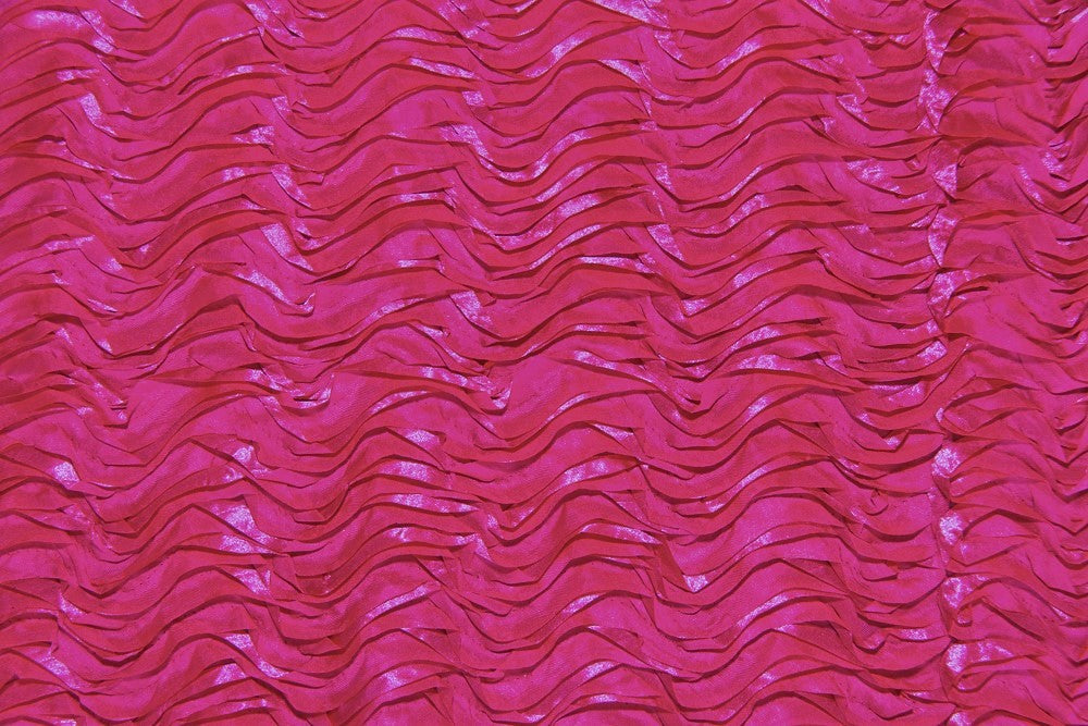 Fuchsia Ribbon Wave Rosette Taffeta Fabric