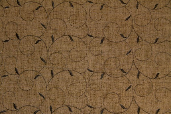 Discount Fabric SEMI-SHEER Black & Gold Embroidered Drapery