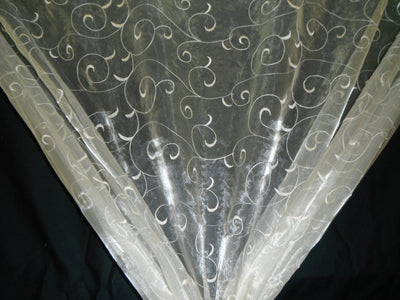 Champagne Embroidered Ambiance Organza Fabric