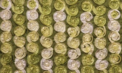 Olive Small Organza Rosette on Dark Olive Taffeta Fabric