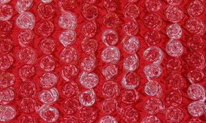 Coral Small Organza Rosette on Red Taffeta Fabric