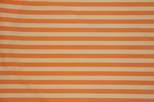 Ivory/Orange Striped Nylon Spandex Fabric