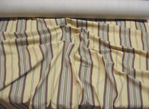 Gold, Brown & Olive Green Stripe Denim Fabric - By The Yard – In