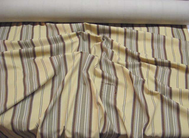 Gold, Brown & Olive Green Stripe Denim Fabric - By The Yard
