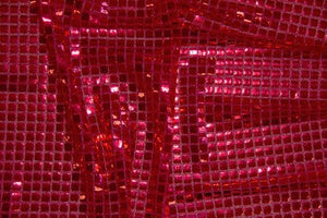 Red Square Sequin Knit - WHOLESALE FABRIC - 12 Yard Bolt