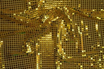 Gold Square Sequin Knit - WHOLESALE FABRIC - 12 Yard Bolt