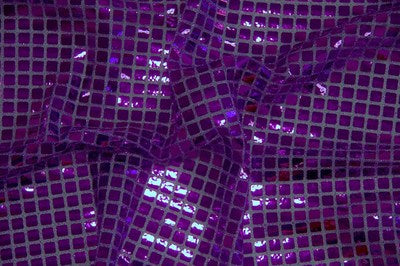 Purple Square Sequin Knit - WHOLESALE FABRIC - 12 Yard Bolt