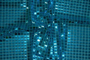 Turquoise Square Sequin Knit Fabric