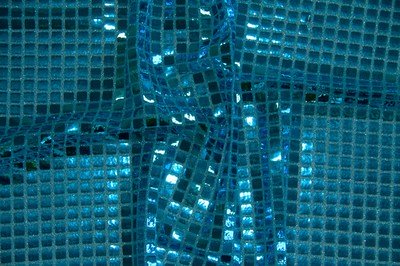 Turquoise Square Sequin Knit Fabric
