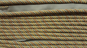 1/4" Gold, Blue Gray & Tan Decorative Cording With Lip - 5 Yards