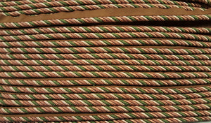 1/4" Olive, Peach & Dusty Mauve Decorative Cording With Lip - 5 Yards