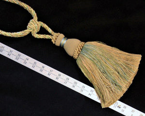 Tieback, Single 10" Tassel in Taupe, Aqua Blue, Sage