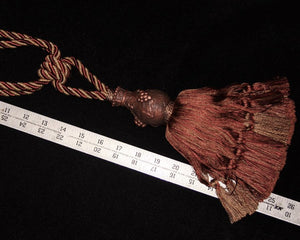 Tieback, 9" Single Tassel Fancy Head in Copper & Taupe