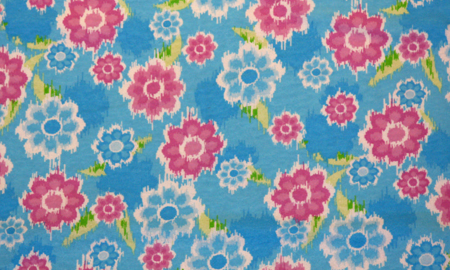Pink & Blue Floral Double Napped Flannel