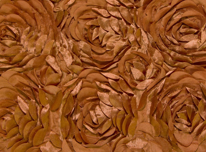 Burnt Orange Large Scalloped Rosette Taffeta Fabric