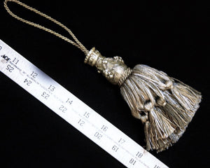 5 1/2" Tassel Fancy Head in Pewter, Taupe & Powder Blue