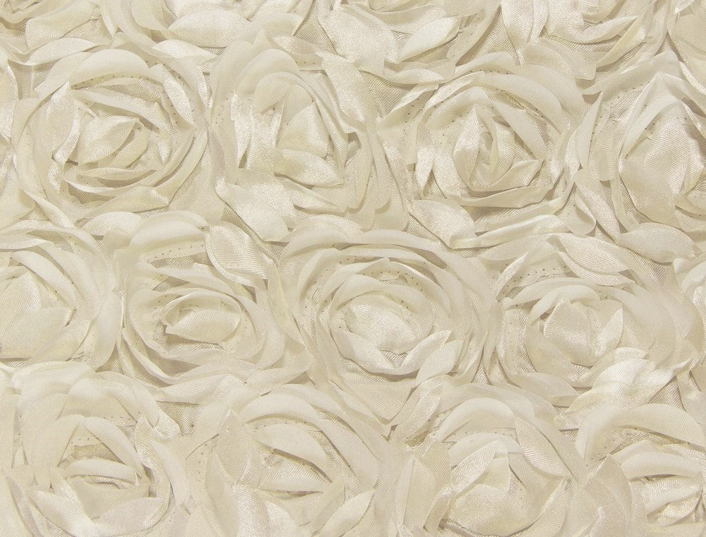Ivory Small Scalloped Rosette Taffeta Fabric