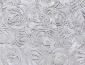 White Small Scalloped Rosette Taffeta Fabric