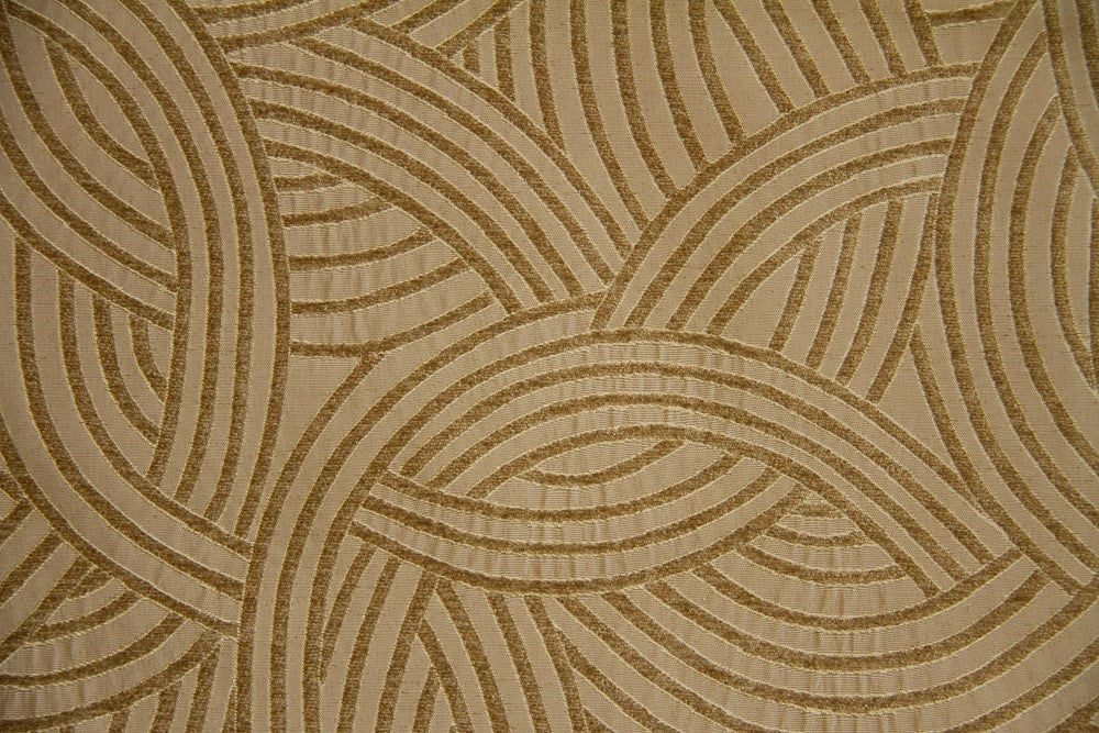 Discount Fabric CHENILLE Gold Interlocking Swirl Upholstery & Drapery