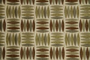 Discount Fabric CHENILLE Sage & Brown Geometric Upholstery & Drapery