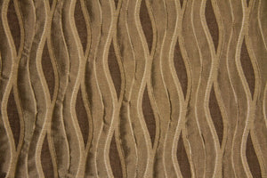 Discount Fabric JACQUARD Dark Taupe & Honey Waves Upholstery & Drapery