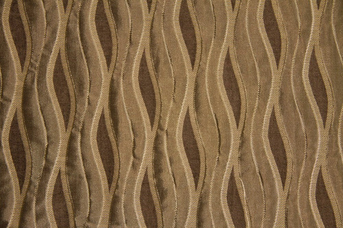 Discount Fabric JACQUARD Dark Taupe & Honey Waves Upholstery & Drapery