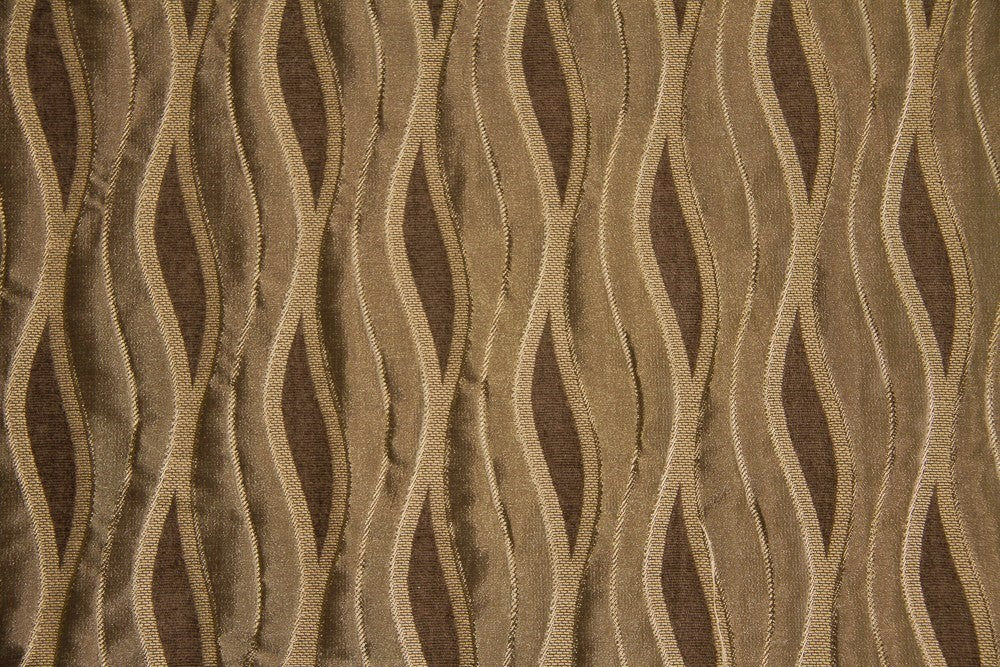 Discount Fabric JACQUARD Dark Taupe & Honey Waves Upholstery & Drapery