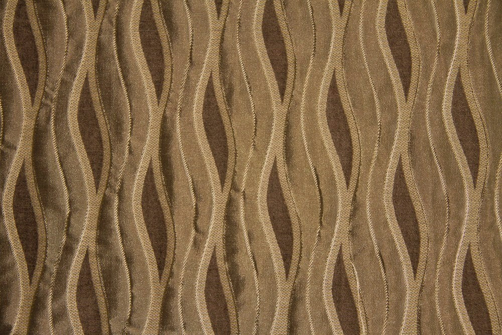 Discount Fabric JACQUARD Dark Taupe & Honey Waves Upholstery & Drapery