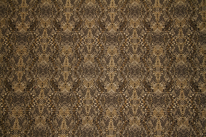 Discount Fabric JACQUARD Brown, Gold & Cream Reptile Upholstery & Drapery