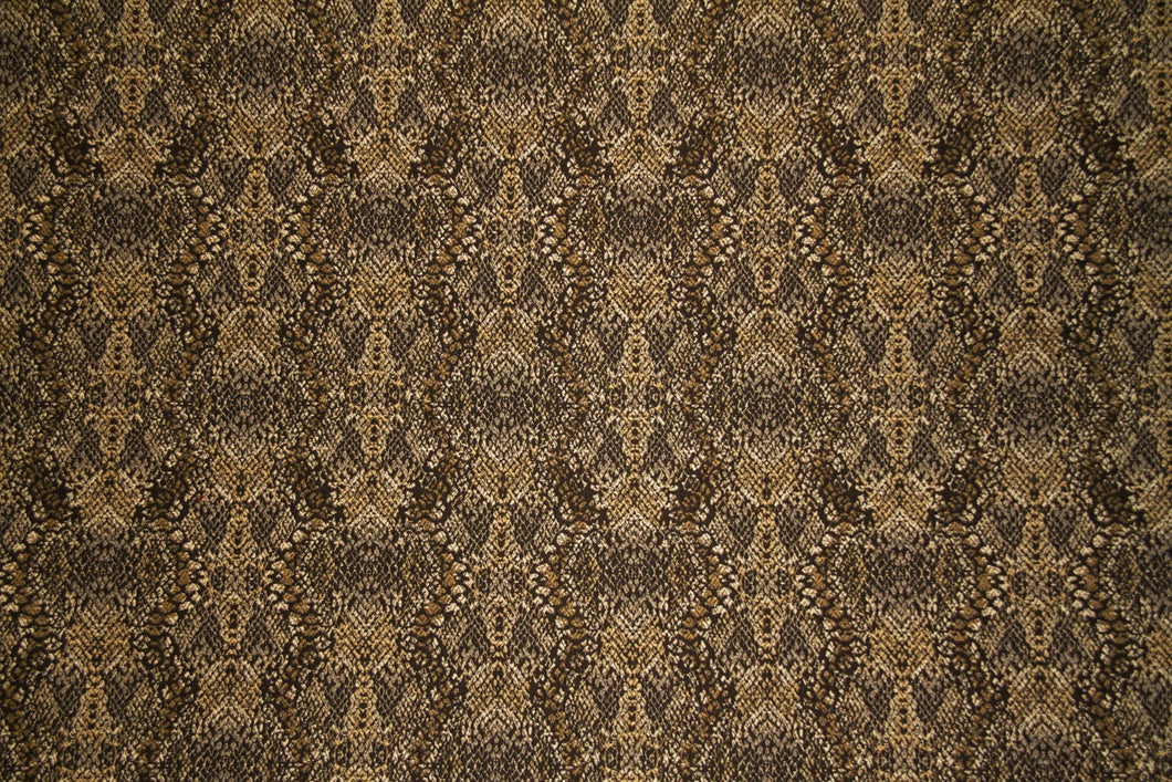 Discount Fabric JACQUARD Brown, Gold & Cream Reptile Upholstery & Drapery