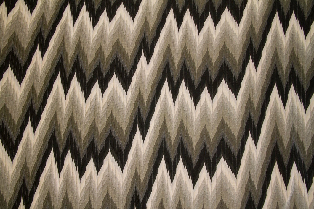 Discount Fabric JACQUARD Charcoal Flame Stitch Upholstery & Drapery