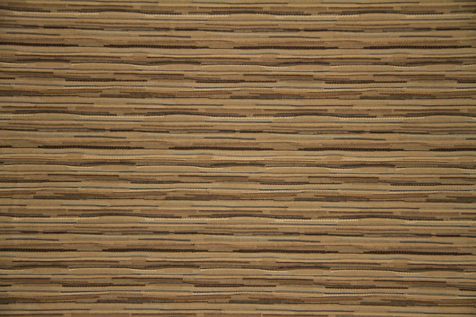 Discount Fabric JACQUARD Brown, Gold & Gray Striped Upholstery & Drapery