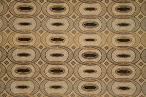 Discount Fabric JACQUARD Taupe & Gold Interlocking Oblong Circles Upholstery & Drapery