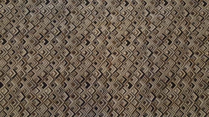 Discount Fabric JACQUARD Taupe, Gray, Black & Brown Diamond Geometric Upholstery