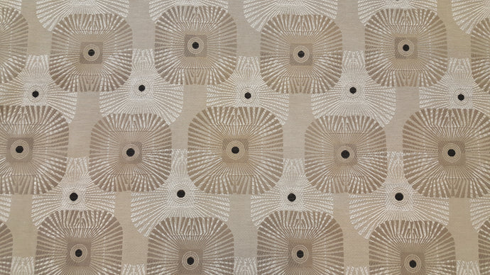 Discount Fabric JACQUARD Taupe, Oatmeal & Black Square Geometric Upholstery