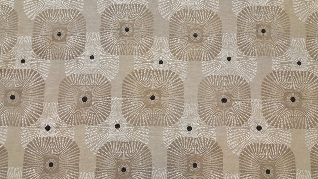 Discount Fabric JACQUARD Taupe, Oatmeal & Black Square Geometric Upholstery