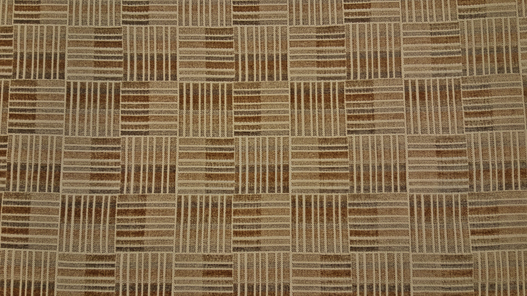 Discount Fabric JACQUARD Gold & Taupe Square Upholstery