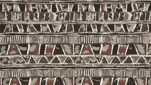 Discount Fabric JACQUARD Charcoal, Brown, Black, Gray & Ecru Geometric Stripe Upholstery