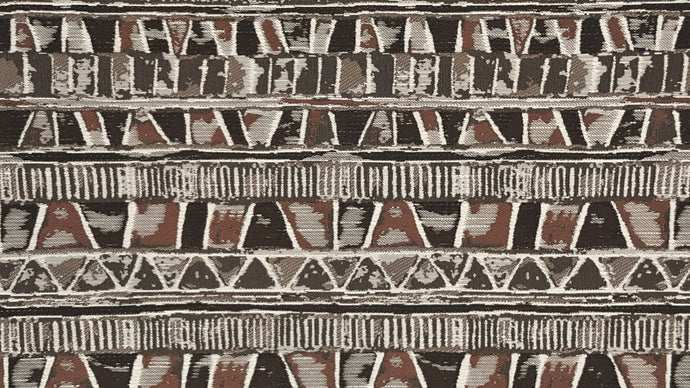 Discount Fabric JACQUARD Charcoal, Brown, Black, Gray & Ecru Geometric Stripe Upholstery