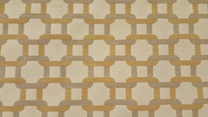 Discount Fabric JACQUARD Gold, Taupe & Cream Chain Link Upholstery