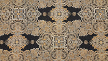Discount Fabric TAPESTRY Black, Gold, Taupe & Oatmeal Medallion Upholstery