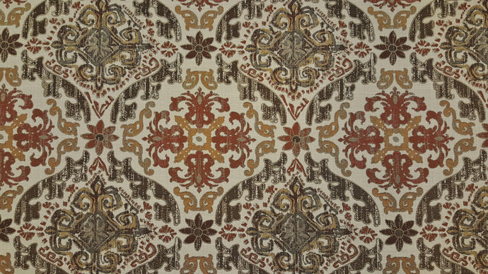 Discount Fabric TAPESTRY Rust, Gold, Taupe & Cream Medallion Upholstery