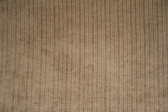 Discount Fabric VELVET Taupe Stripe Upholstery